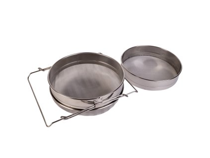 Cedník (síto) dvojitý vypouklý nerezový 24 cm s úchyty 1